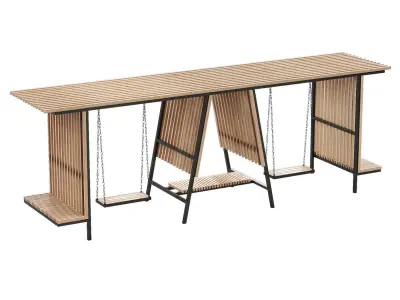 Set of pergolas gazebos canopies with swings benches 3 3D model