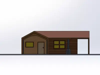 Wooden House  Cabin 3D Model   Architectural Design Low-poly 3D model