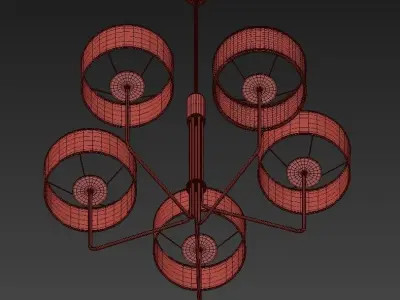 Quintet modern chandelier 3D model