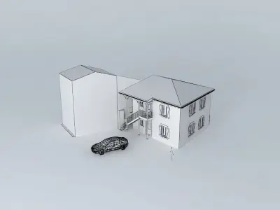 2 homes terraced house in town Free 3D model