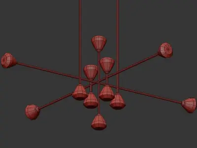 Apollo modern chandelier with five glass balls hanging from m... 3D model