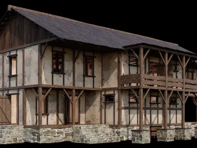 Medieval Houses 10 - 4K Textures Game Ready Low-poly 3D model