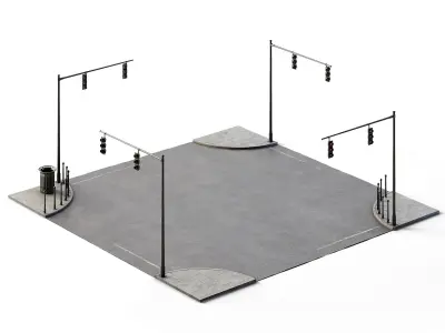 X Crossing Set 14m x 14m Low-poly 3D model