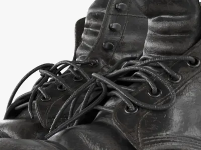  Leather Combat Vintage Boots Black Used 