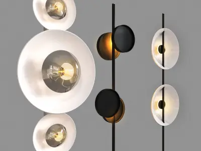 floorlampset01 three floor lamps with marble base 3D model