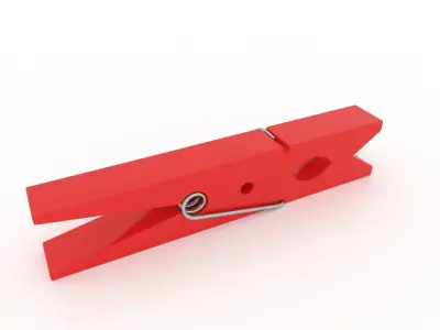 CLOTHES PEG RED PLASTIC Low-poly 3D model