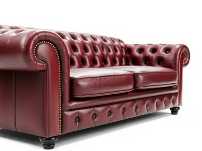 Elegant Burgundy Chesterfield model pack Low-poly 3D model