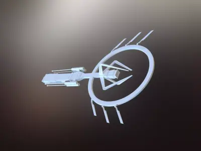 Sci-fi war spaceship Low-poly 3D model