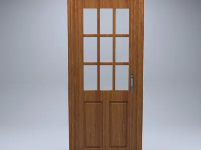 simple wooden french door 3d model 3D model