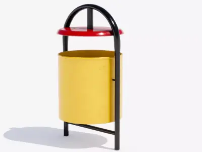 City trash can Low-poly 3D model