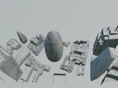 The Gherkin London Low-poly 3D model