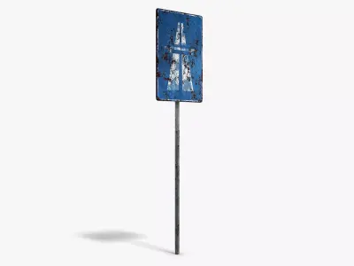 Damaged Highway Sign Low-poly 3D model