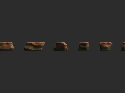 Short Flat Rocks - Red Dust Low-poly 3D model