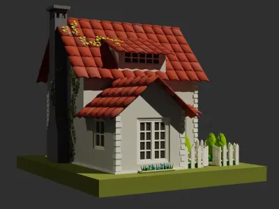 Cartoon House Low-poly 3D model