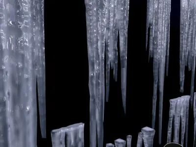 Icicles set Low-poly 3D model