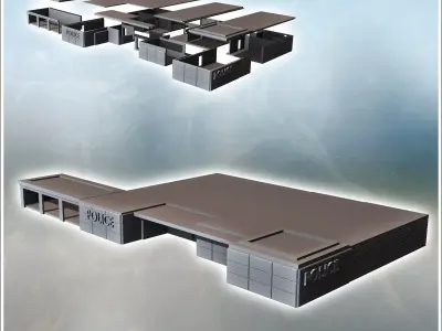 Modern police station with entrance and garage for vehicles 15 - 3D print model