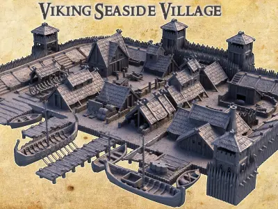 iking Seaside Village - Tabletop Terrain - 28 MM 3D print model