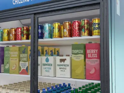 Commercial Double Door Display Fridge  Game Ready PBR Low-poly 3D model