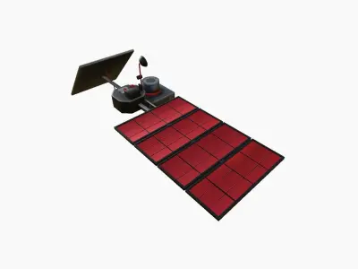 Satellite J04 Steel Red - SciFi Space Design Low-poly 3D model