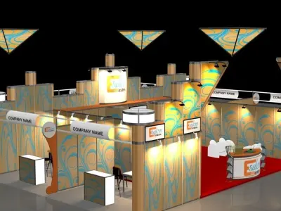 Exhibition booth 20x20 Octanorm system 3D model