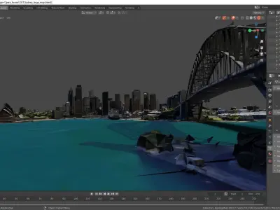 Sydney Large map with Texture Low-poly 3D model