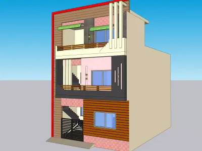 South Asian Style Home Residential Design 3D Printable Low-poly 3D model