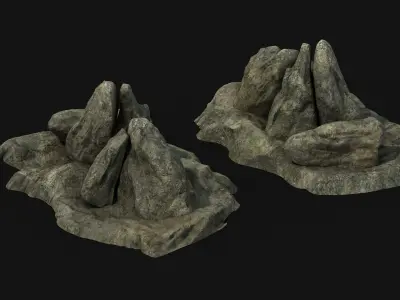 realistic concrete stream cliff stone boulder 3D model