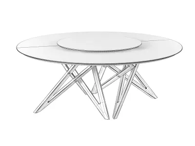 Ennea Dining Table with Lazy Susan 3D model