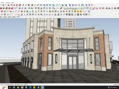 6 Classical Apartment building with Shopping mall 3D model