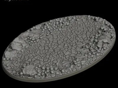 LegendGames 170x105mm Oval Base with Skulls and Cracked Earth x3 3D print model