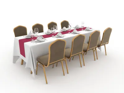 Collection Banquet Table and Chair 25 3D Model Pack