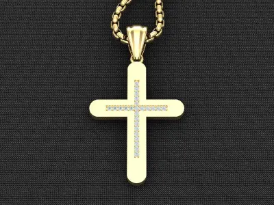 High Cross Pendant Light Gold 18K 3CP089 3D model