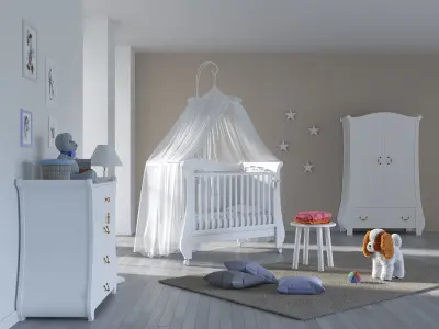 Childrens furniture set Pali TULIP BABY White 3D model