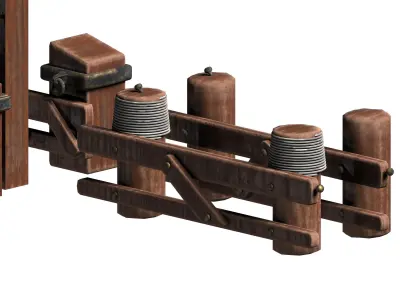 Modular Wooden fence game asset Low-poly 3D model