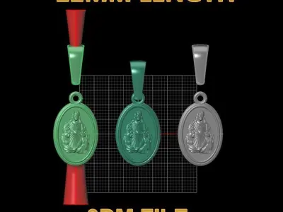 Oval Antique Jesus Christ Pendant 22mm Length 3D print model