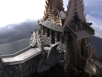 Emperor Dragon Winged Temple Fantasy 3D model