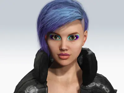 Scifi cyberpunk Girl - Fully Rigged Low-poly 3D model