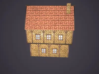 Medieval house Low-poly 3D model 46