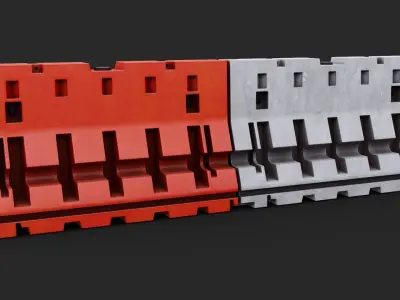 Traffic Fence 3D model Pack Low-poly 3D model