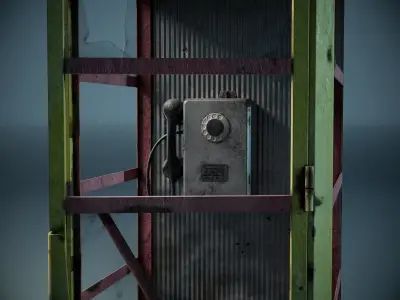 Phone booth PBR Low-poly 3D model