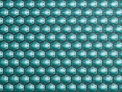 Distressed Hexagonal Tiled Blue and Black Metal PBR Seamless Texture