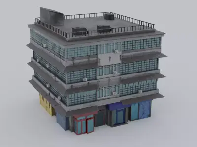 Street Building Free low-poly 3D model