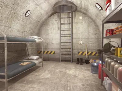 Survival Bunker Low-poly 3D model