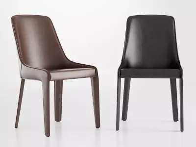 Lamina two leather dining chairs side 3D model