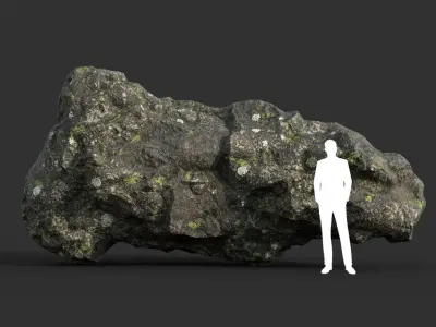 Low poly Damaged Lichen Rock B 190907 Low-poly 3D model