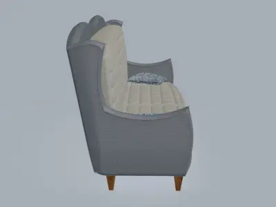 Chesterfield Vintage Wingback Sofa 3D model