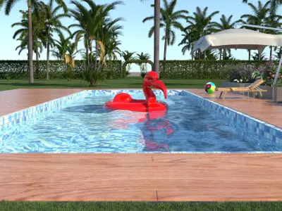 laos Flamingo Pool Scene 3D model