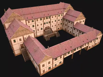 Medieval Building Town School University Academy Low-poly 3D model