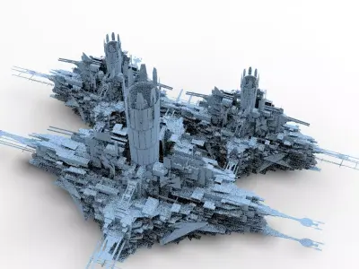 Dark Cyberpunk Slums Base 1 3D model