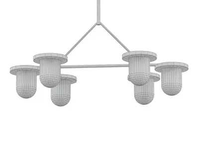 Siren six light chandelier with frosted glass shades 3D model